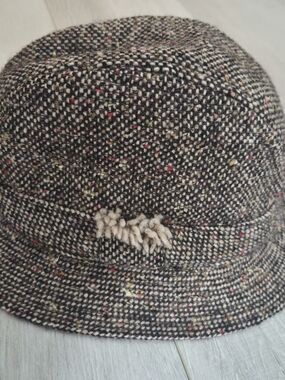 Vintage Hanna Hats Donegal Ireland Pure Wool Tweed Fedora Trilby Hat XL